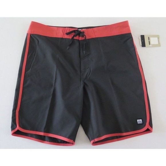 Reef Men's Sz 36 Black/Red Swim Trunks - Picture 1 of 5